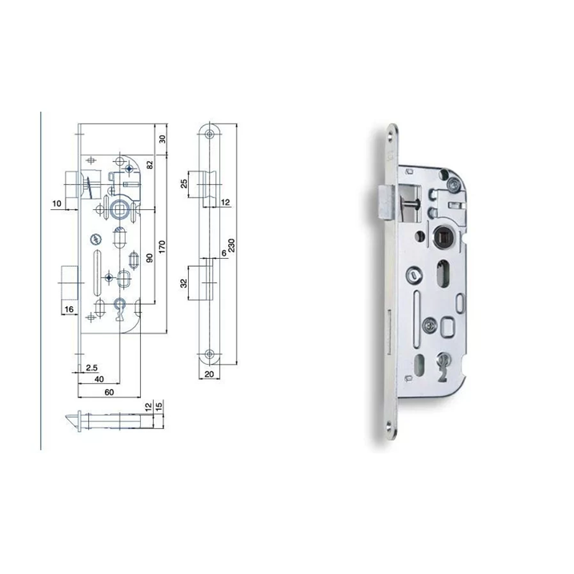 Zámek zadlabací Hobes 01-15 (90/60) pravolevý