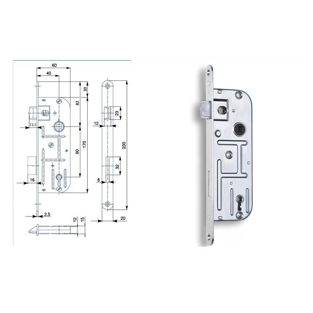 Zámek zadlabací Hobes 02-03 (90/60) pravolevý