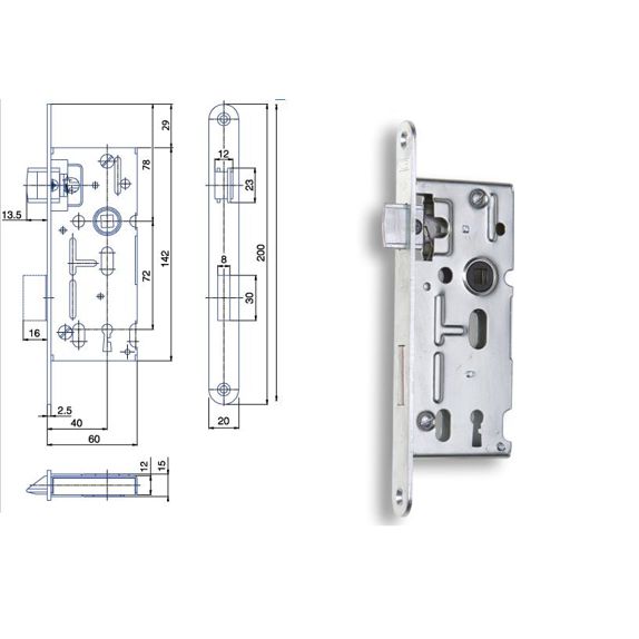 Zámek zadlabací Hobes K104 (72/60) pravolevý