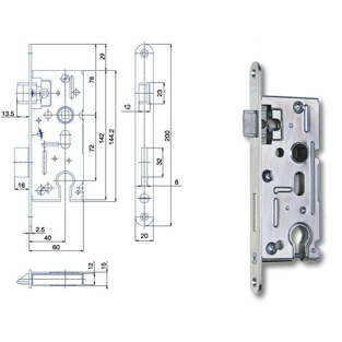 Zámek zadlabací Hobes K105 (72/60) pravolevý