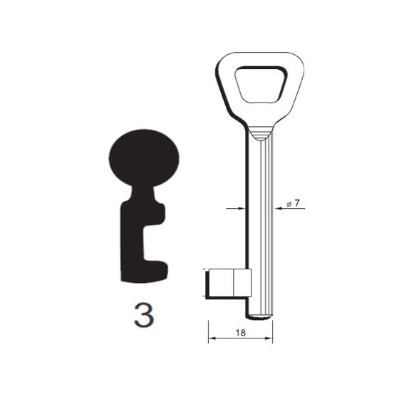 Klíč Hobes tvarový číslo 3