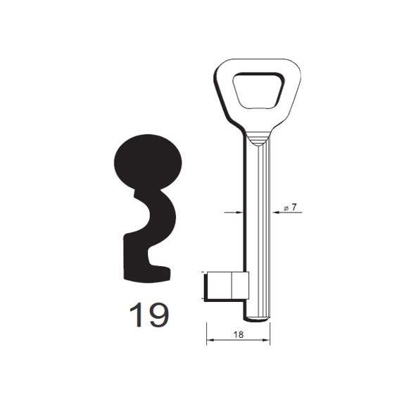 Klíč Hobes tvarový číslo 19