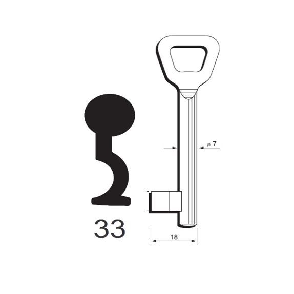 Klíč Hobes tvarový číslo 33