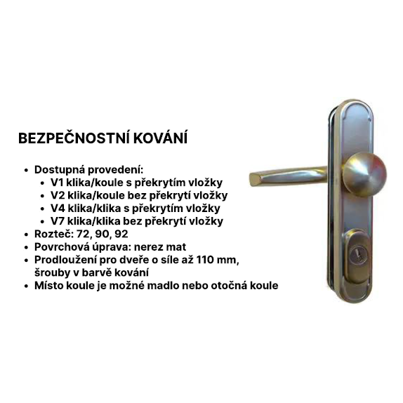 Kování Vemak V2 90 nerez mat - klika/koule bez překrytí