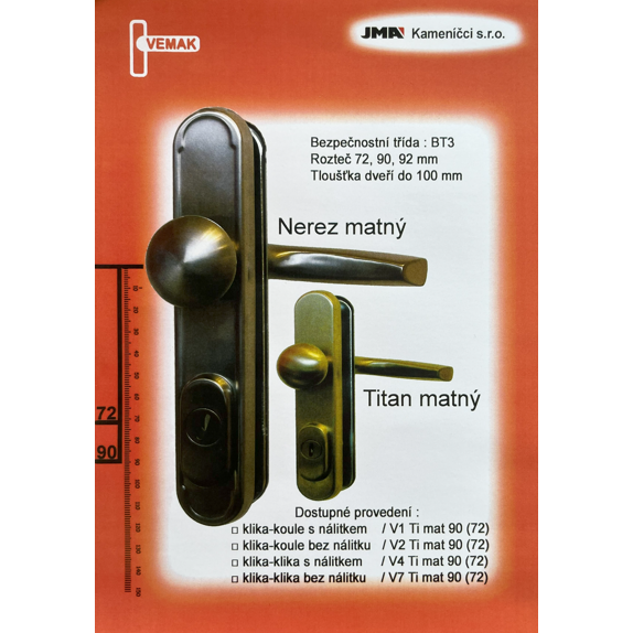 Kování Vemak V4 kl/kl 90 nerez mat