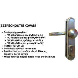 Kování Vemak V4 klika/klika s překrytím