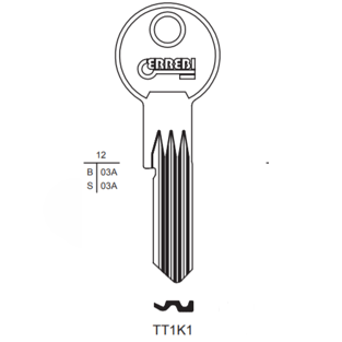 Klíč Titan K1 bez důlku (Errebi TT1K1)