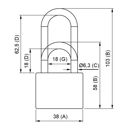Zámek visací Richter RV.OVAL.38.PL.SU5